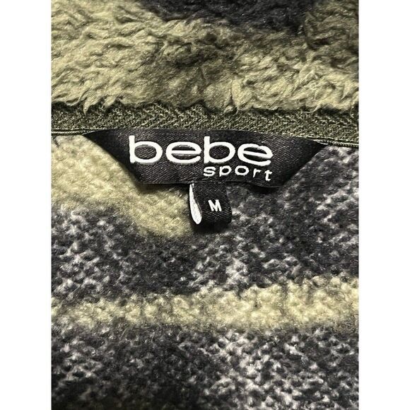 NEW Bebe Sport Fleece Pullover 1/4 Zip Sweatshirt Size Medium Green Camo - Picture 5 of 10